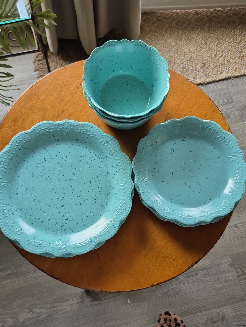 Pioneer Woman JulietteTurquoise Speckled Melamine Dinnerware Set - 11 Pieces